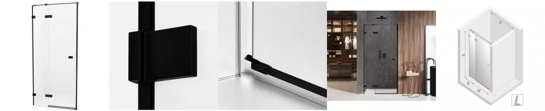Душевая дверь «New Trendy» Avexa Black 130/200 прозрачная/чёрная матовая левая