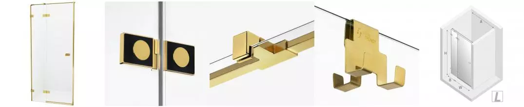 Душевая дверь «New Trendy» Avexa Gold Brushed 90/200 прозрачная/брашированное золото левая