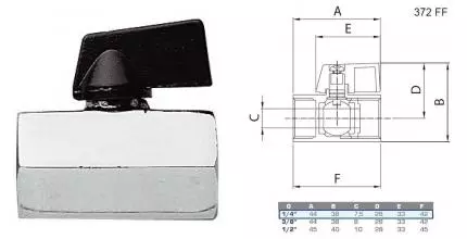 Кран шаровой бытовой «Remer» Mini RR 372 FF 1/2"-1/2"  ВР-ВР хром