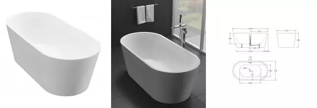 Ванна акриловая «Belbagno» BB71-1500-Bianco 150/75 с белым сливом с ножками с сифоном белая