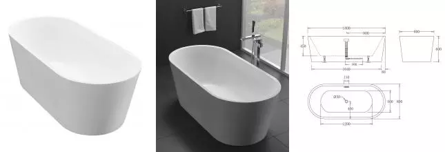 Ванна акриловая «Belbagno» BB71-1800-Bianco 180/80 с белым сливом с ножками с сифоном белая