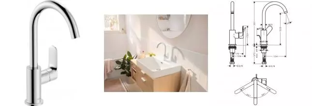 Смеситель для раковины «Hansgrohe» Rebris S 72536000 с донным клапаном хром