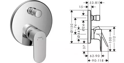 Внешняя часть смесителя «Hansgrohe» Rebris S 72466000 хром