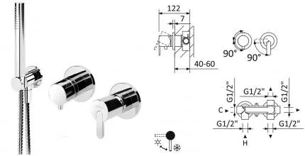 Смеситель для душа «Cezares» LEAF-VDIM3-D-L-01 хром