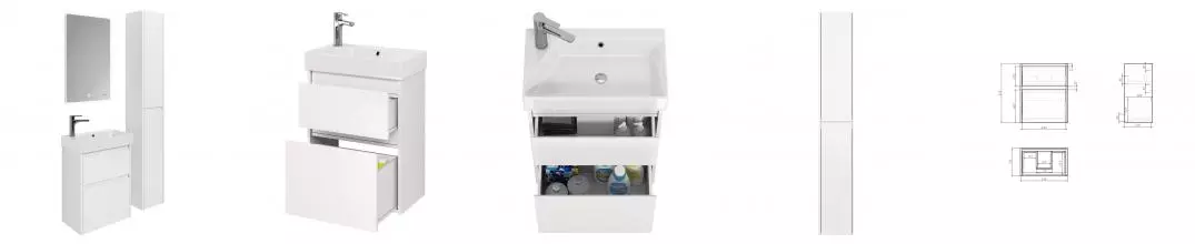 Мебель для ванной подвесная «Dreja» Slim 55 белый глянец