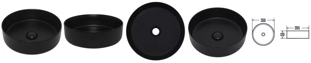 Раковина «AQUAme» AQM5012MB 35/35 фарфоровая черная матовая