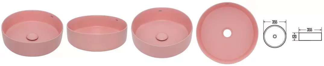 Раковина «AQUAme» AQM5012MP 35/35 фарфоровая розовая матовая