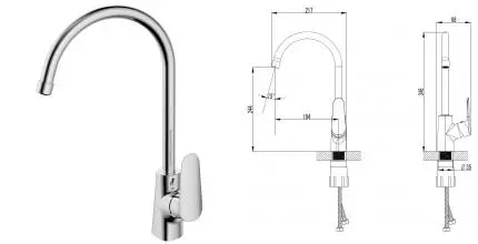 Смеситель для кухонной мойки «Azario» Campo AZKX568275C хром