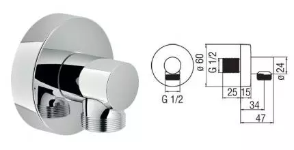 Подключение для душевого шланга «Nobili» AD150/12CR хром