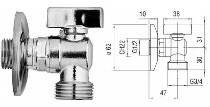 Подключение для душевого шланга «Nobili» AV00121/1CR с вентилем для стиральной машины хром