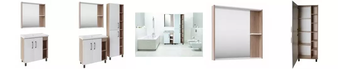 Мебель для ванной «ASB-Woodline» Адель 80 белая/дуб сонома