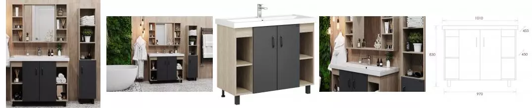Мебель для ванной «Onika» Тимбер 100.10 дуб сонома/серая