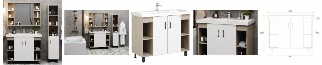 Мебель для ванной «Onika» Тимбер 100.10 дуб сонома/белая