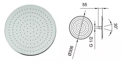 Верхний душ «Laufen» HF504725100000 хром