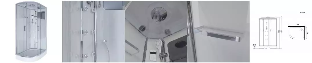 Душевая кабина «Niagara» NG-303-01R 120/80 низкий поддон прозрачная с матовой полосой/белая с гидромассажем с электрикой правая