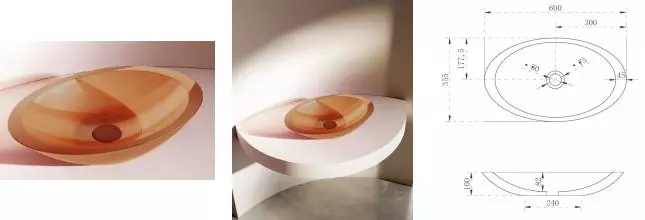 Раковина «Abber» Kristall AT2810Topas 60/35 стеклянная оранжевая