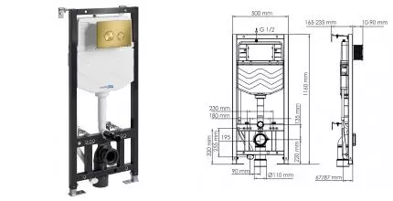 Инсталляция для унитаза с кнопкой «WasserKRAFT» Aller 10TLT.010.ME.MG01