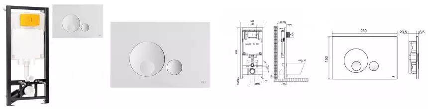 Инсталляция для унитаза с кнопкой «Oli» Oli 80 Eco/клавиша Globe белая 886914GBO1