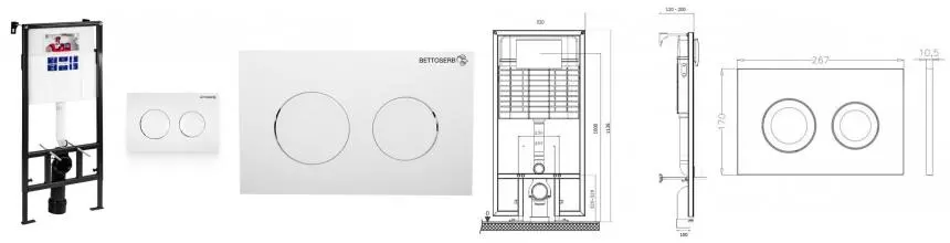 Инсталляция для унитаза с кнопкой «Pestan» Sava Fix Slim SET40006466 клавиша смыва белый глянец