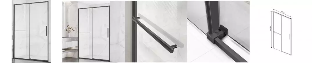 Душевая дверь «Vincea» Slim Soft VDS-1SS110CLGM 110/200 прозрачная/вороненая сталь