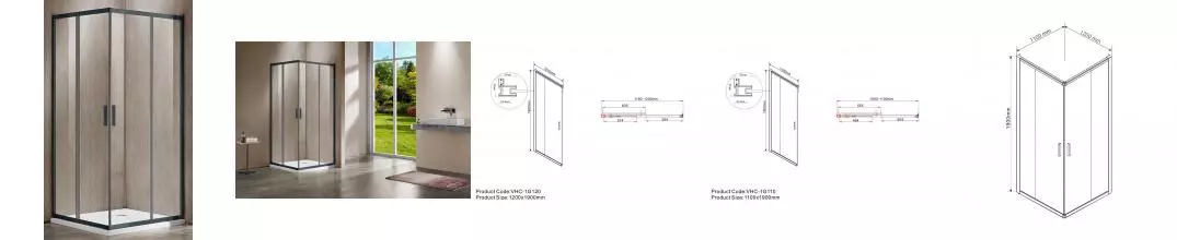 Душевой угол-ограждение «Vincea» Garda VSS-1G1112CLGM 120/110 прозрачный/вороненая сталь прямоугольный без поддона универсальный