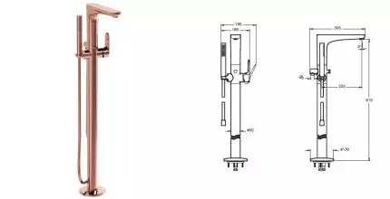 Напольный смеситель для ванны «Vitra» Root Round A4274126EXP медь