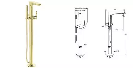 Напольный смеситель для ванны «Vitra» Root Round A4274123EXP золото