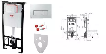 Инсталляция для унитаза с кнопкой «AlcaPlast» AM101/11204:1RUM5710001