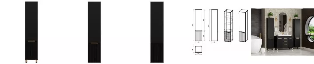 Пенал «Brevita» Enfida-35 подвесной чёрный правый