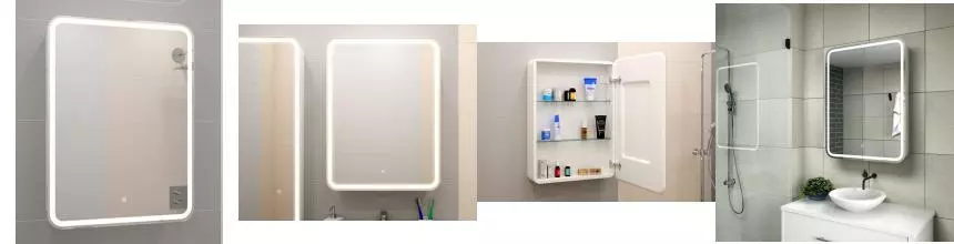 Зеркальный шкаф «Misty» Элиот 600*800 с подсветкой белый правый