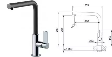 Смеситель для кухонной мойки «Franke» Neptune Evo Spout 115.0373.930 чёрный матовый/хром