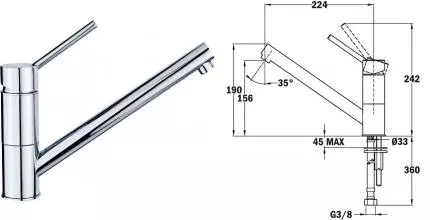 Смеситель для кухонной мойки «Teka» AUK 913 509130210 хром