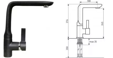 Смеситель для кухонной мойки «Lava» SG11 BAS basalt