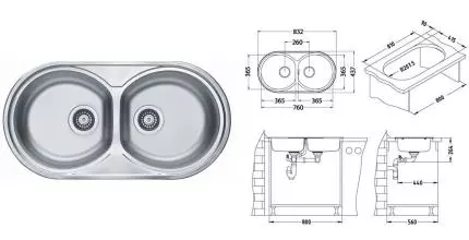 Мойка для кухни «Alveus» Form 50-NAT-90 84/44 нержавеющая сталь нержавеющая сталь