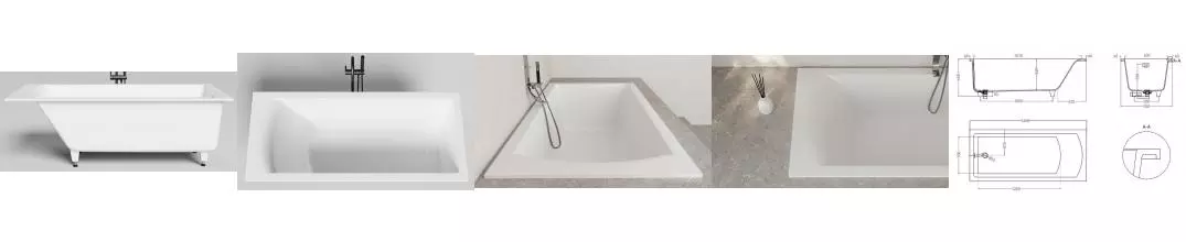 Ванна из литьевого мрамора «Salini» Cascata Kit 170/75 S-Sense с ножками с сифоном белая глянцевая