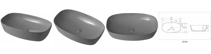 Раковина «Abber» Rechteck AC2206MG 40/39 искусственный камень серая матовая