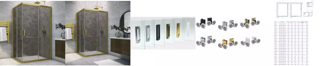 Душевой угол-ограждение «Vegas Glass» ZA-F Novo 110/80 графит/брашированное золото без поддона универсальный