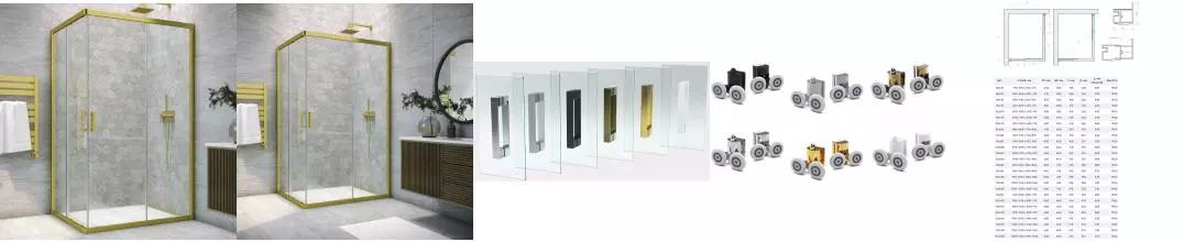 Душевой угол-ограждение «Vegas Glass» ZA-F Novo 110/80 Crystalvision/брашированное золото без поддона универсальный