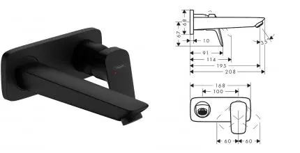 Внешняя часть смесителя «Hansgrohe» Logis 71220670 чёрная матовая