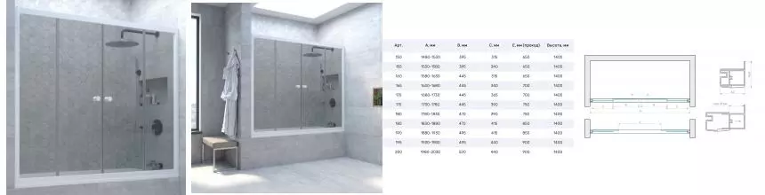 Шторка на ванну стеклянная «Vegas Glass» Z2V Novo 180/140 графит/белая