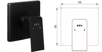 Внешняя часть смесителя «E.C.A.» Tiera 102167105C1EX-K 1 режим чёрная матовая