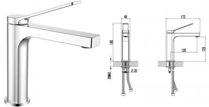 Смеситель для раковины «Azario» Vise AZ-VQQ168330C хром