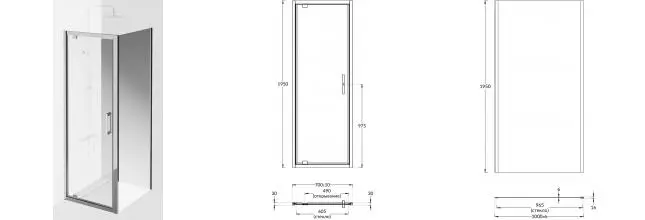 Душевой угол-ограждение «Kerama Marazzi» Vetro VE.70.PD.CR+VE.100.FP.CR 70/100 прозрачный/хром без поддона универсальный