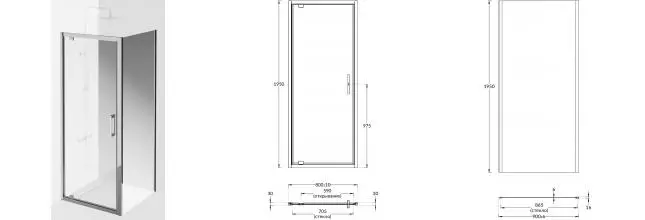 Душевой угол-ограждение «Kerama Marazzi» Vetro VE.80.PD.CR+VE.90.FP.CR 80/90 прозрачный/хром без поддона универсальный