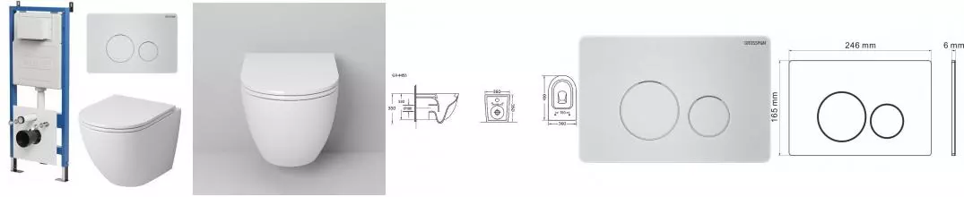 Комплект инсталляция с унитазом, крышкой и кнопкой смыва «Grossman» 97.4455S.05.01M безободковый белый