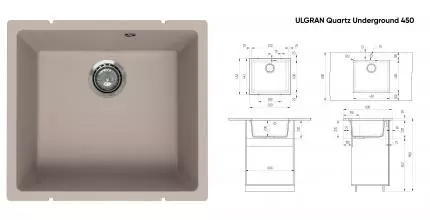 Мойка для кухни «Ulgran» Underground 450-02 50/45 искусственный камень лён