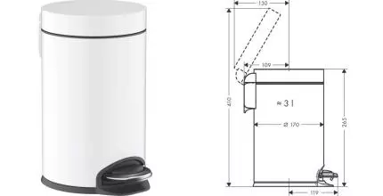 Мусорное ведро с педалью «Hansgrohe» AddStoris 41775700 3 л белое матовое