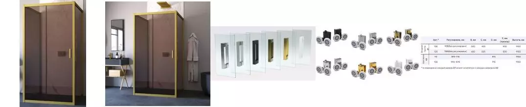 Душевой угол-ограждение «Vegas Glass» ZP-U Novo 100/100 100/100 бронза/золото матовое без поддона универсальный