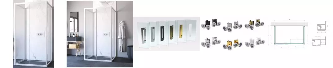 Душевой угол-ограждение «Vegas Glass» ZP-U Novo h2000 100/100 прозрачный/белый без поддона универсальный