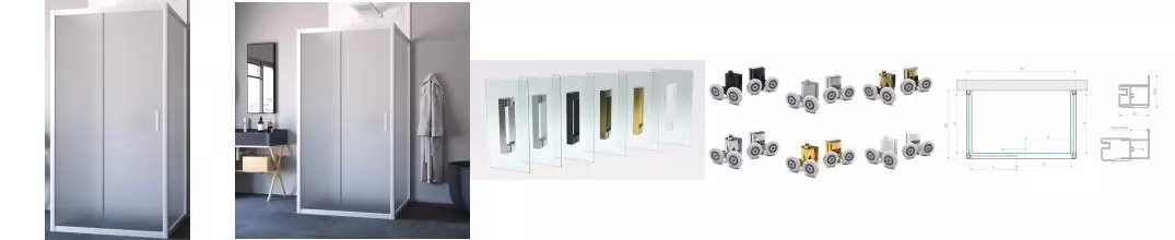 Душевой угол-ограждение «Vegas Glass» ZP-U Novo h2000 100/100 сатин/белый без поддона универсальный